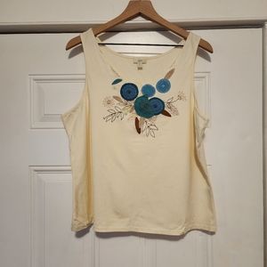 J.jill tank top embroidered flowers XL